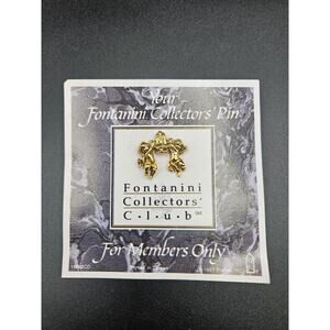 Vintage Fontanini Collectors Club Pin Two Cherubs & Fountain Gold Tone 1993
